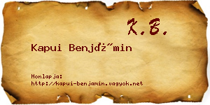 Kapui Benjámin névjegykártya
